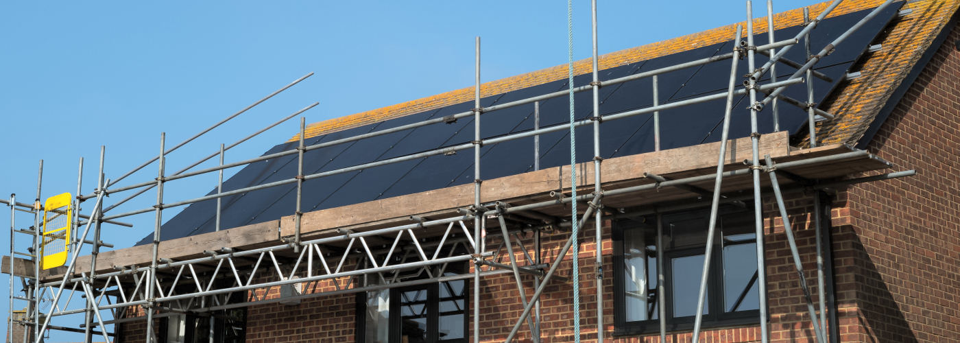 Solar PV panels during installation
